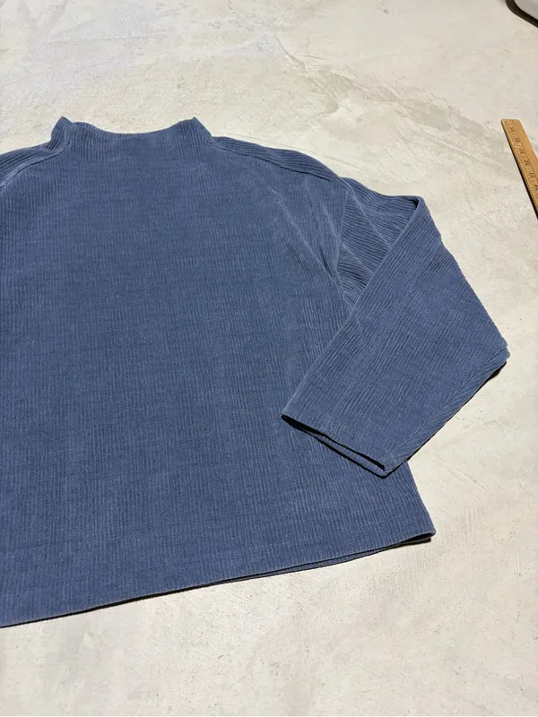 Madewell blue Ribbed Mock Neck Long Sleeve blouse medium - Image 5