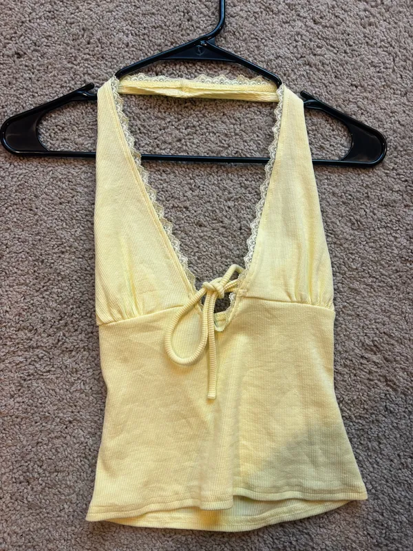 NEW White Fox Boutique Yellow Halter Top S - Image 7