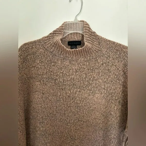 Steve Madden Knit Fringe Poncho Wrap Turtleneck Pockets One Size - Image 6
