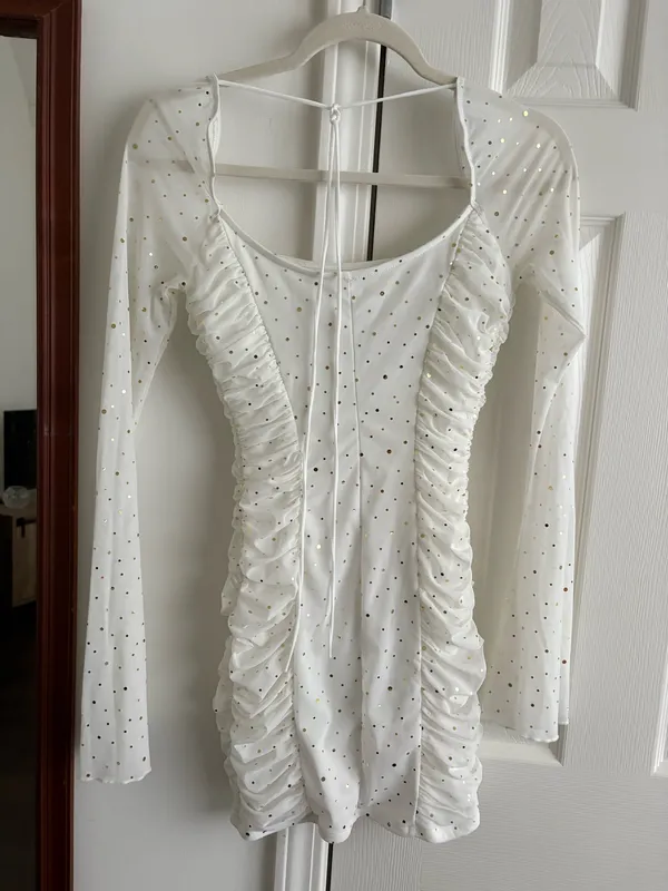 White Sequin Mini Lucy in the Sky Dress - Image 5