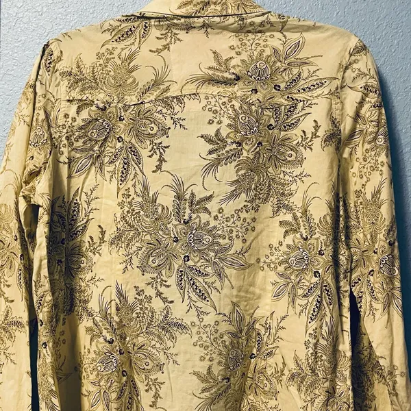JAK Women's Tan Paisley Western Snap Long Sleeve Shirt Cowgirl Barn Top - Image 8