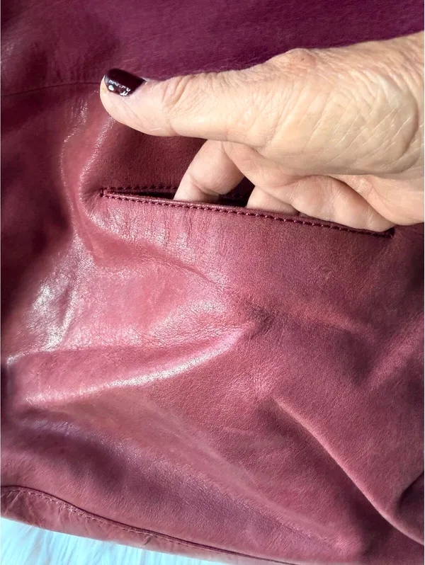 The Sak Vintage Burgundy Leather Tote Bag with Multiple Pockets - Image 7