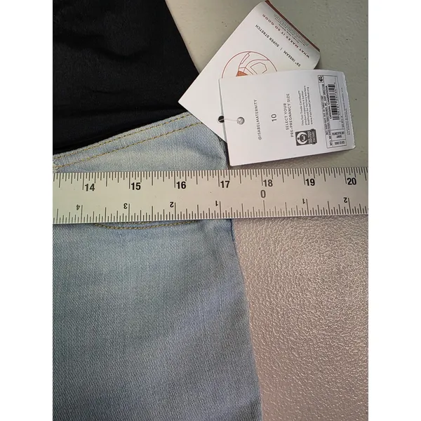 Isabel Maternity Skinny Jeans Light‎ Blue Crossover Panel Size 10 NWT - Image 6