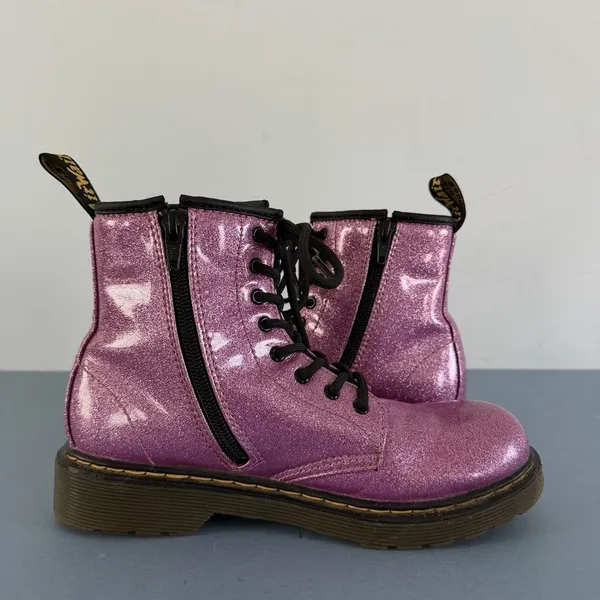 Dr. Martens‎ 1460 8-Eye Pink Glitter Boots Lace Up Combat Shoes - Image 5