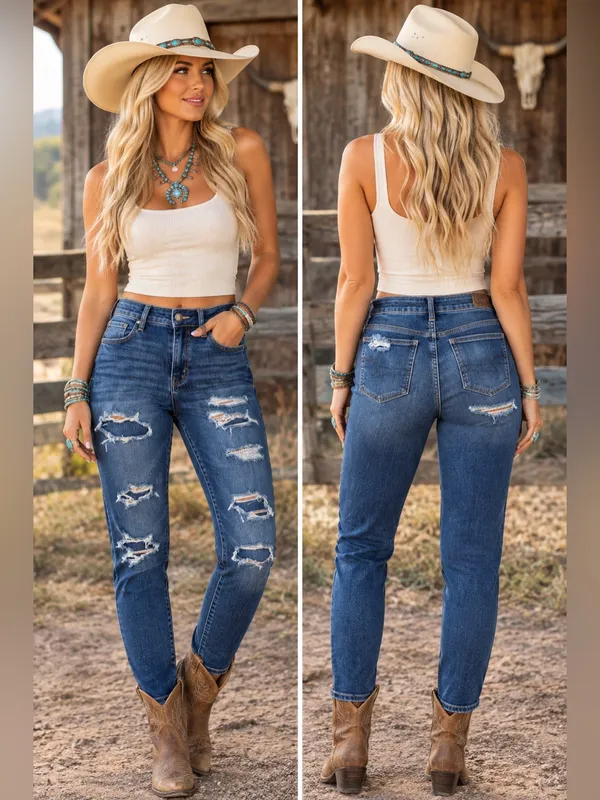 American Eagle Next Level Stretch Distressed Jeggings Sz 6R / Medium Wash - Image 2