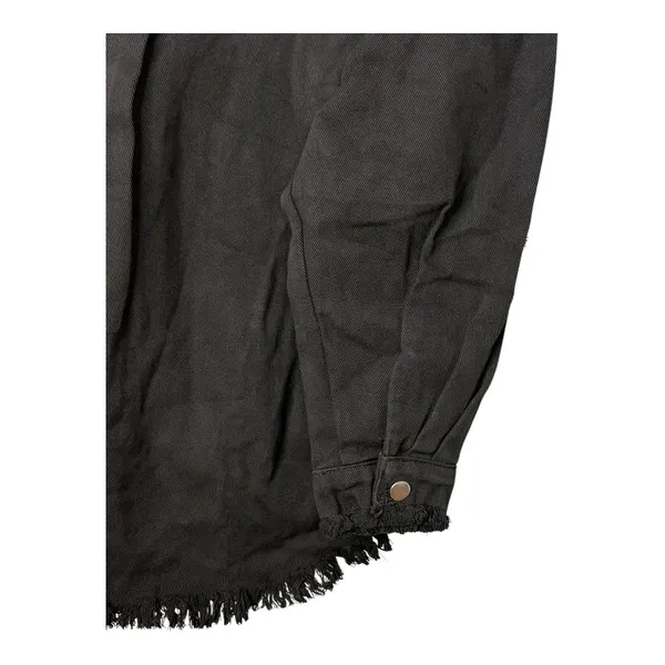 T&C Apparel Distressed Denim Shacket Womens Medium Black Frayed Hem‎ Oversized - Image 8