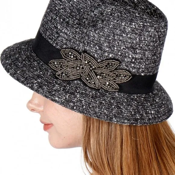 SOMETHING SPECIAL Fedora Gray Fall Boho Embellished Band Bucket Hat - Image 10