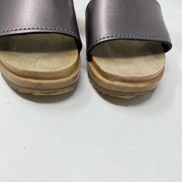 Sven Originals 2 Strap Buckle Wood Swedish Wooden Sandals Clogs Pewter 35 5 - Image 9