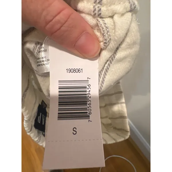 Gap Womens Small Cream Grey Striped Cotton Flannel Pajama Pants - Image 5
