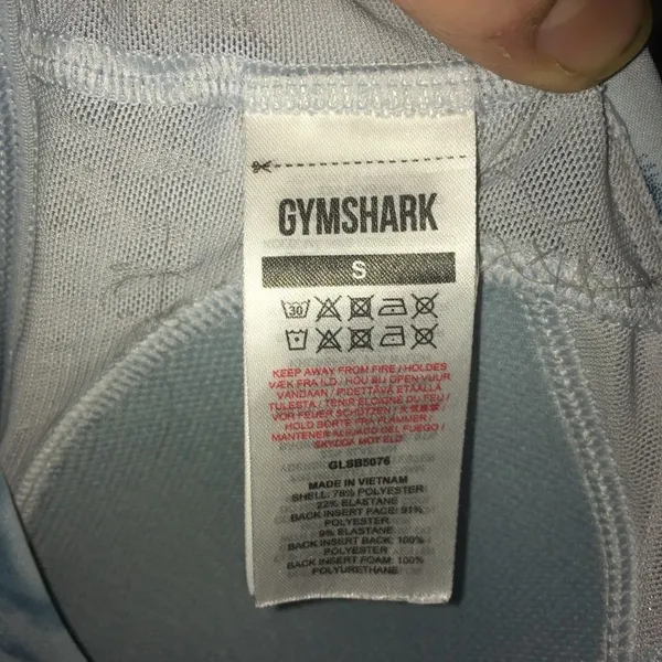 Gymshark blue and white marble scoop neck racer back athletic bra - Image 2