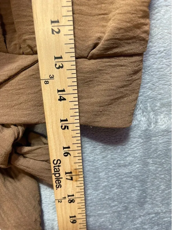 Altar'd State Womens Crop Top Brown Puff Sleeve Back Tie Small - Image 9