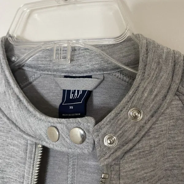 GAP Moto gray scuba full zip jacket size XS - Image 2