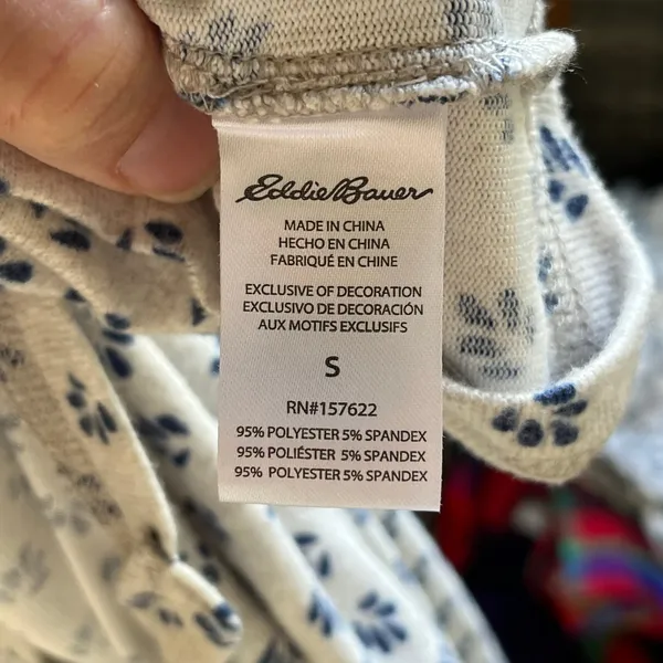 Eddie Bauer Women's Soft Knit Pajama Set Grey & Blue Printed Size S - Image 9