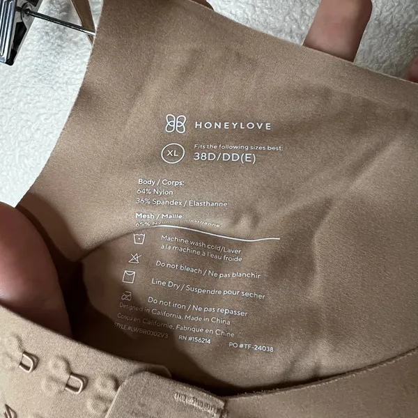 Honeylove Crossover mesh Bra in tan beige XL 38D/DD(E) - Image 5