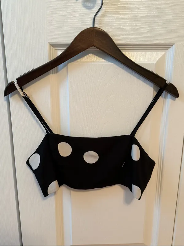 Free People Coco Cabana Polka Dot Crop Top in Black and White - Image 2