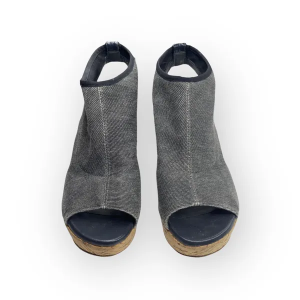 Stuart Weitzman  Slingback Cork Platform Tall Wedge Sandal  Gunmetal Grey  6M - Image 8