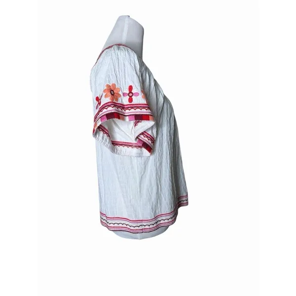 Madewell Embroidered Sandblossom Top in white cotton gauze‎ Women’s XS Oversized - Image 5