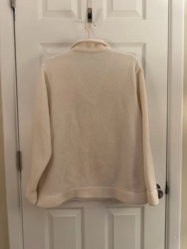 Disney Vintage Winnie the Pooh Cream Quarter Zip Fleece Pullover Medium - Image 2