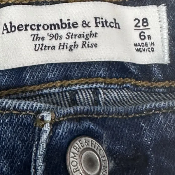 Abercrombie & Fitch Women 90s Straight Denim‎ Jeans Ultra High Rise Size 28 - Image 9