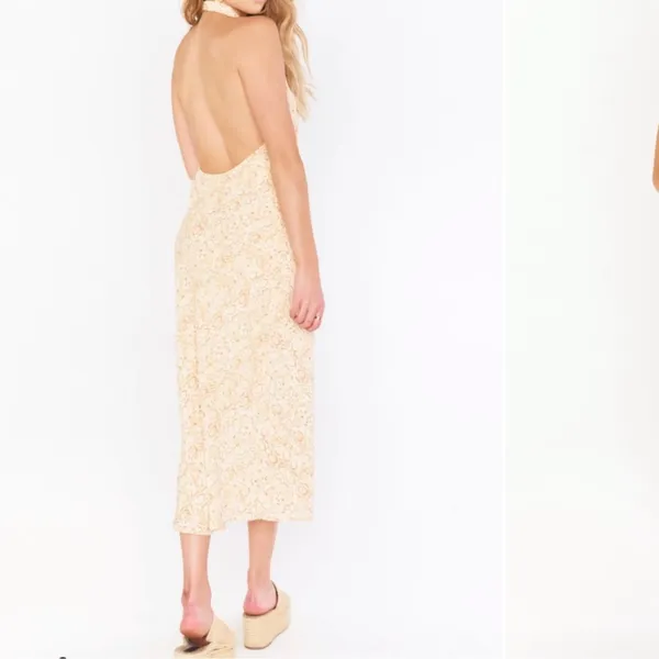 SHOW ME YOUR MUMU Jasmine‎ Halter Midi Dress In Desert Snake Size Large - Image 3