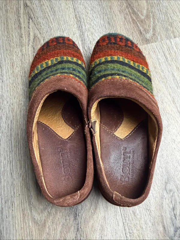 Born Handcrafted Wool Blanket Leather Slip On Boho Southwestern Clogs Size 7.5 - Image 8