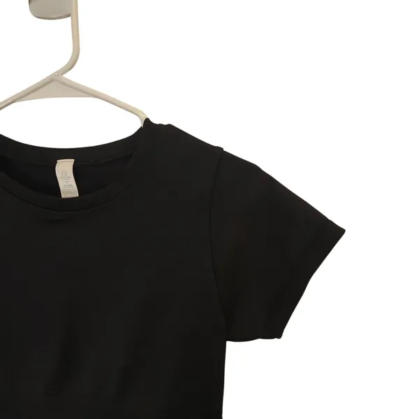 Offline By Aerie Black Short Sleeve Crew Neck Basic Crop Top Casual Tee Small - Image 3