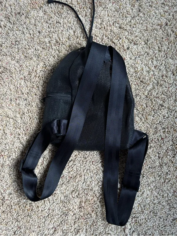 Black Mesh Drawstring Backpack - Image 3