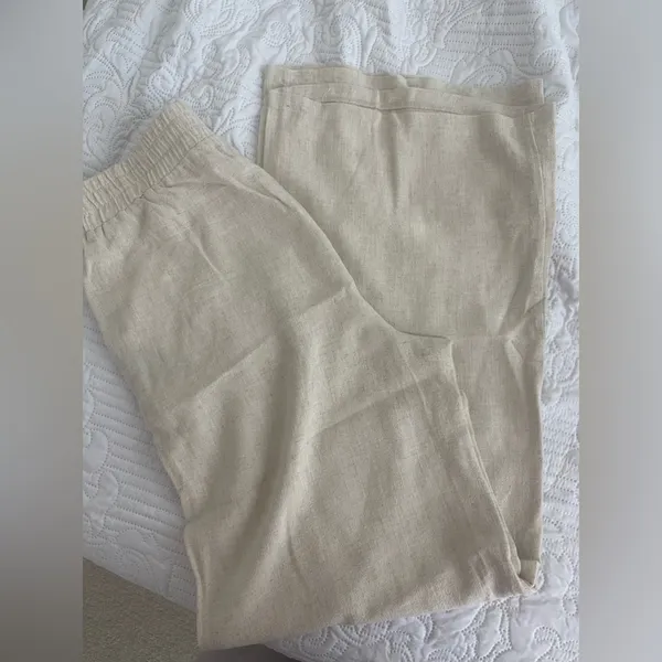 Nwt Boohoo Linen Mix Relaxed Fit Wide Leg Trousers Us10 - Image 6