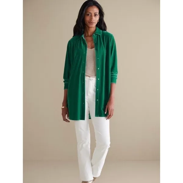 Soft Surroundings Green Velvet Button Up Blouse Sz.L - Image 4