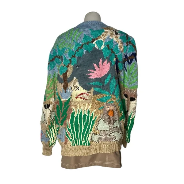 MABEL’S Colorful Sweater Crew Neck Pastel Animals Scenic Novelty Top VINTAGE 80s - Image 2
