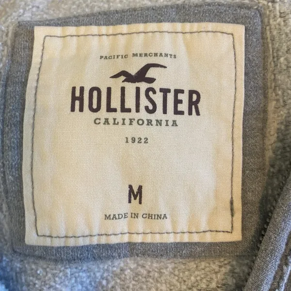Hollister Y2K Full Zip Gray Sweatshirt Jacket Womens‎ Medium Hooded 90s Preppy - Image 4