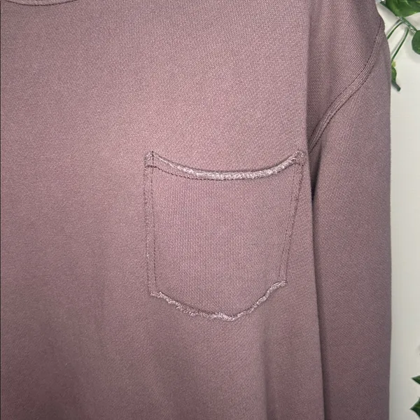 Aerie Oversized Brown Crewneck Front Shirt Pocket - Image 2