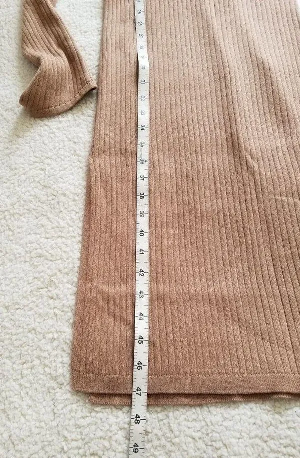 GOOD AMERICAN Sleeveless Rib Knit Tie Waist Midi Dress Taupe Tan Size 2 M - Image 12