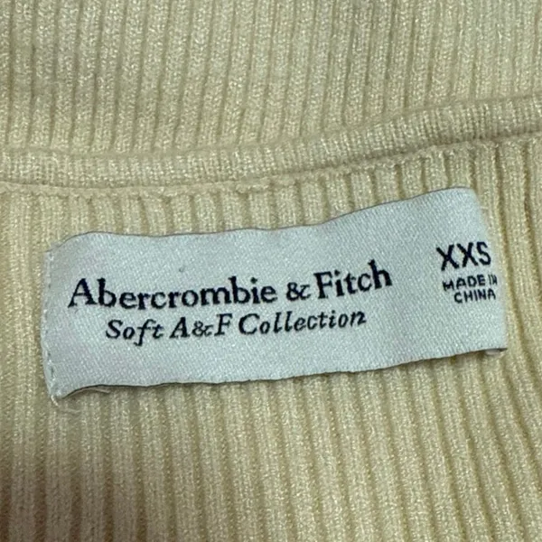 Abercrombie & Fitch Yellow Rib Knit Long Sleeve Pullover Crop Sweater Top Sz XXS - Image 3