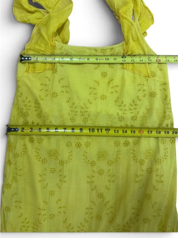 Payal Jain BOHO Yellow Eyelet Floral Lace by Anthropologie Maxi Dress Dz 2 - Image 15