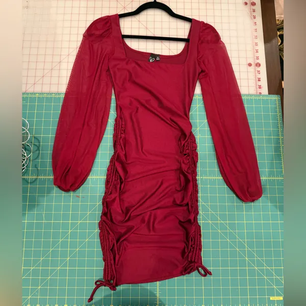 Windsor Burgundy Long Sleeve Dress - Image 6