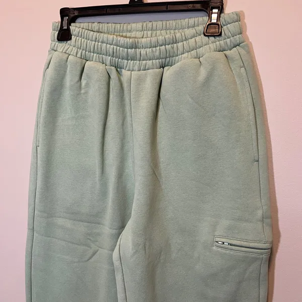 Comfrt Travel Sweatpants Joggers Aloe Mint Green Fleece Women's Small New‎ - Image 2