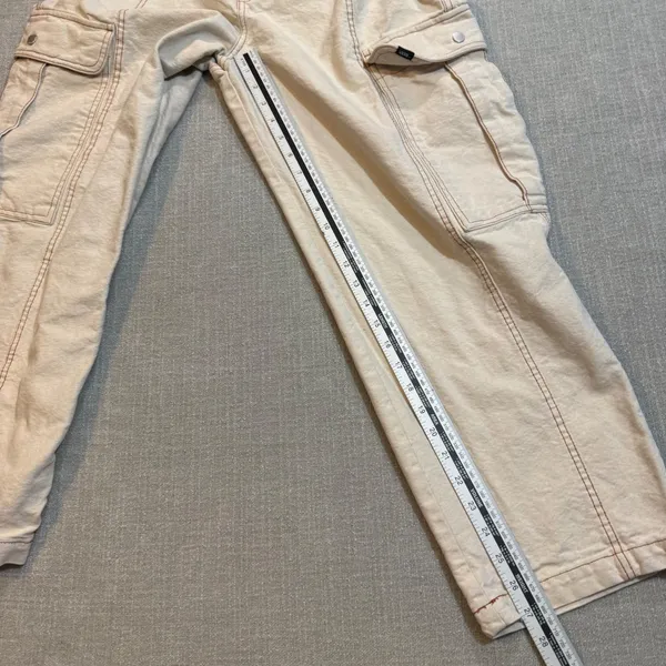 Vans Cargo Pants Womens Large Cream Off White Contrast Stitch Skate Streetwear - Image 4