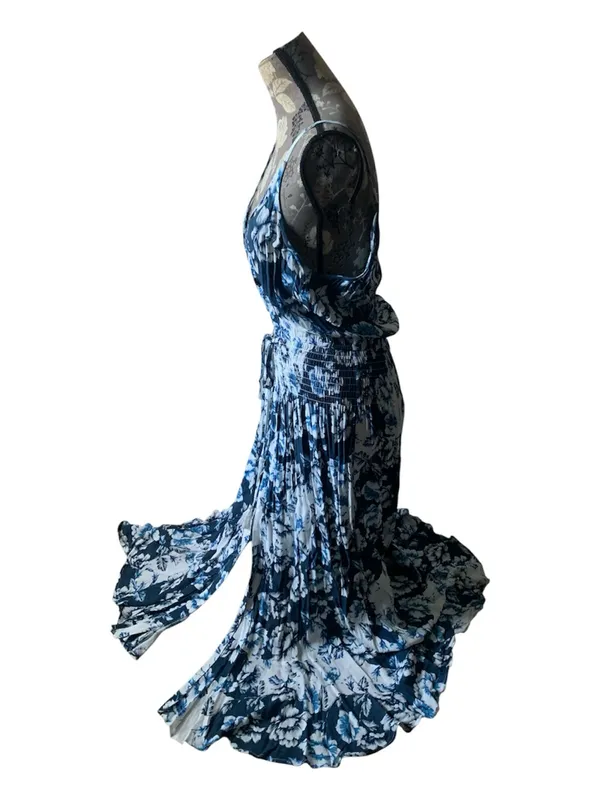 VICI Blue Floral Maxi Dress - Lightweight Spaghetti Strap - Image 3