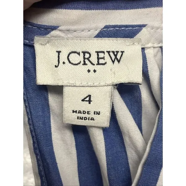 J.Crew Light Blue White Vertical Striped Halter Coastal Lined Jumpsuit Size 4 - Image 10
