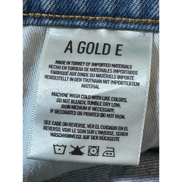 Agolde Light Blue Distressed Denim Jean Shorts - Image 7