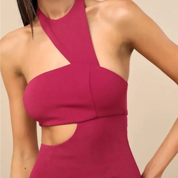 Lulu's Wine Asymmetrical Maxi Dress - Image 5