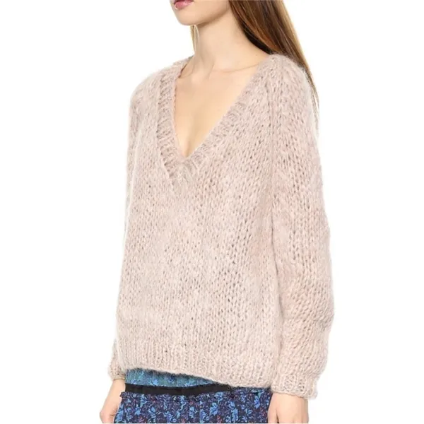 Mes Demoiselles chunky Mohair Blend Sweater V-Neck size Medium oversized - Image 2