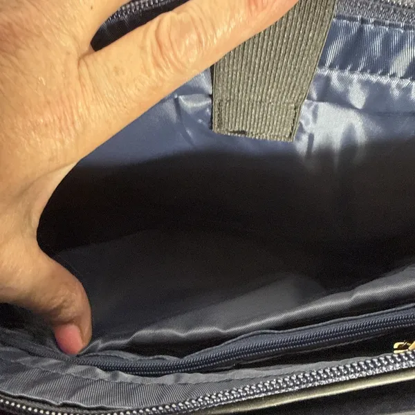 Source Unknown Laptop Attache' Carry Purse 15.6" Tote Bag Faux Croc Leather Dark Blue - Image 9