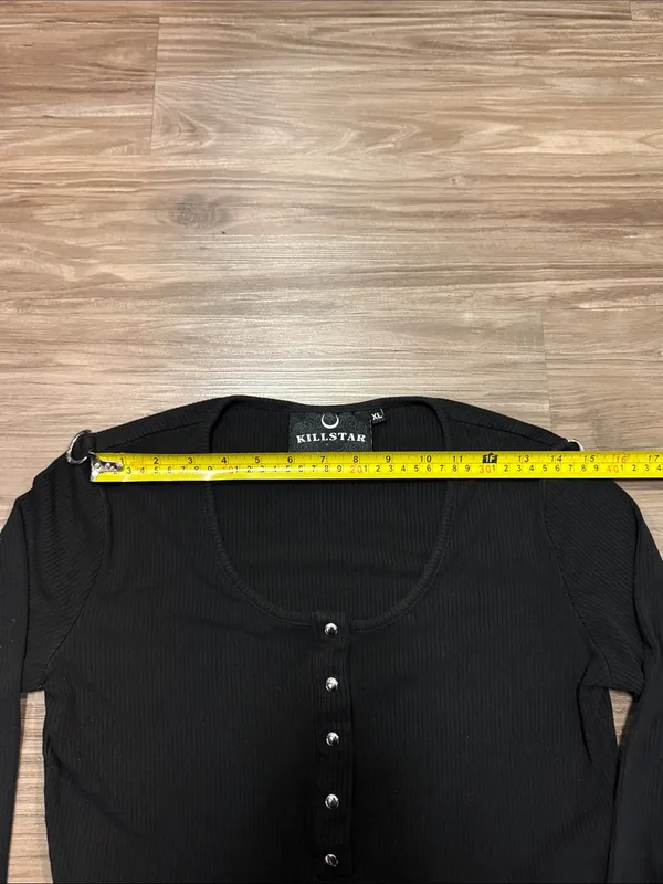 KILLSTAR Bethel Crop Top XL Black D Ring Gothic Ribbed Long Sleeve - Image 10