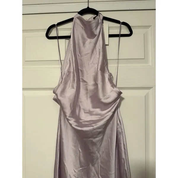 Zara Lilac Midi Satin Effect Dress Open Back Wedding Guest Tik Tok Purple Summer - Image 5