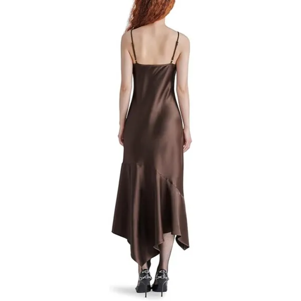 Steve Madden Lucille Slip Dress in Dark Espresso Xsmall New Womens Satin Midi - Image 10