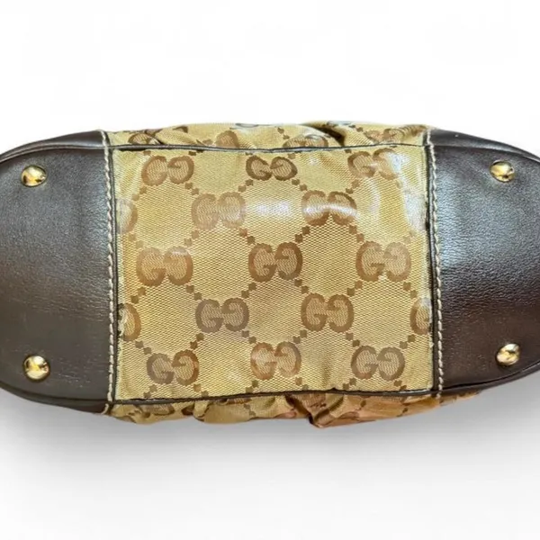Gucci GG Crystal Mix Hobo Bag Brown Monogram Coated Canvas Leather Shoulder - Image 3