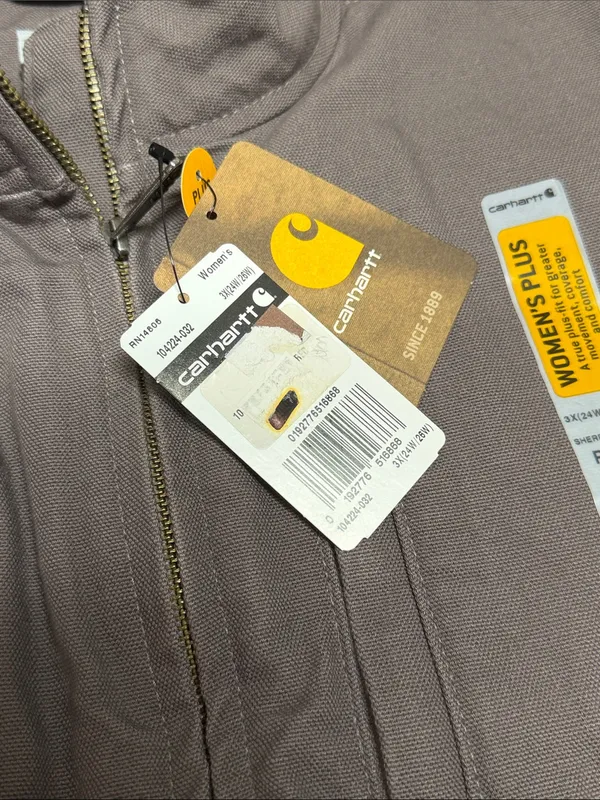 Carhartt Washed Duck Mock Neck Vest Taupe Gray Sherpa Lined Zip Up Plus Size 3X - Image 10