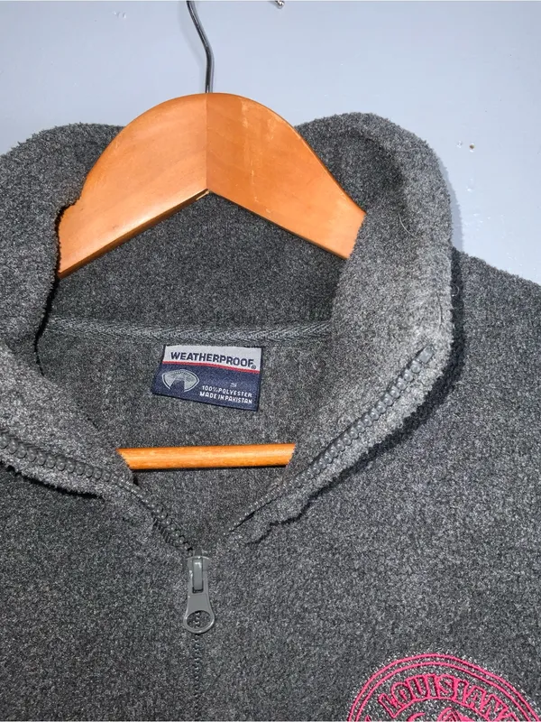 Louisiana Ragin Cajun’s Weatherproof Gray Quarter-Zip Pullover Small - Image 4